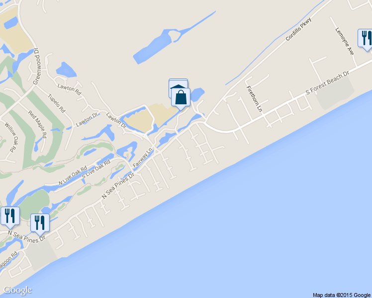map of restaurants, bars, coffee shops, grocery stores, and more near 7 Sandhill Crane Rd in Hilton Head Island