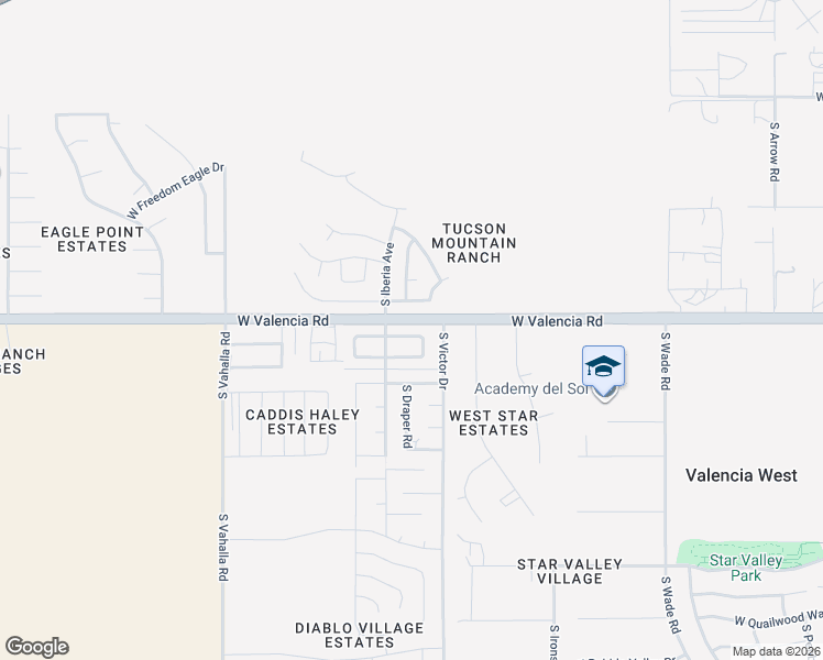 map of restaurants, bars, coffee shops, grocery stores, and more near 6517 South Iberia Circle in Tucson