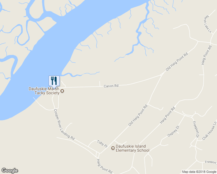 map of restaurants, bars, coffee shops, grocery stores, and more near 114 Carvin Road in Daufuskie Island