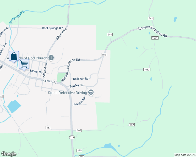 map of restaurants, bars, coffee shops, grocery stores, and more near 100 Harper Lane in Stonewall