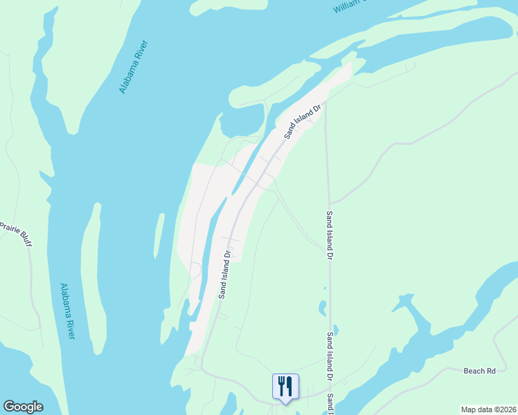 map of restaurants, bars, coffee shops, grocery stores, and more near 1000 Sand Island Drive in Camden