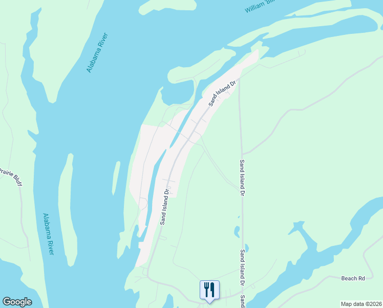map of restaurants, bars, coffee shops, grocery stores, and more near 1000 Sand Island Drive in Camden