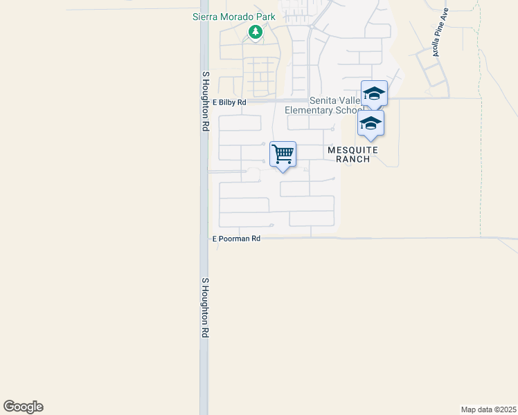 map of restaurants, bars, coffee shops, grocery stores, and more near 10457 East Oakbrook Street in Tucson