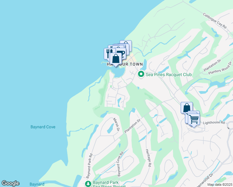 map of restaurants, bars, coffee shops, grocery stores, and more near 3 Genoa Court in Hilton Head Island