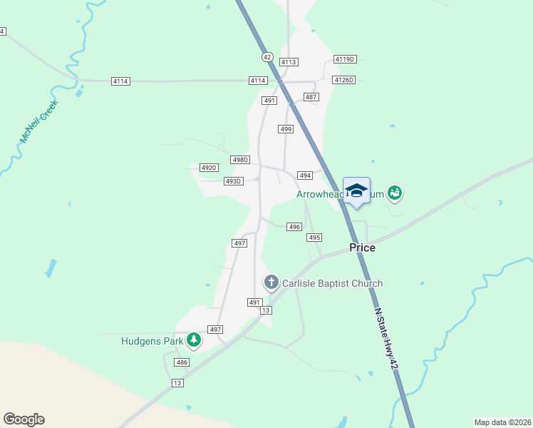 map of restaurants, bars, coffee shops, grocery stores, and more near 3949 County Road 491 in Henderson