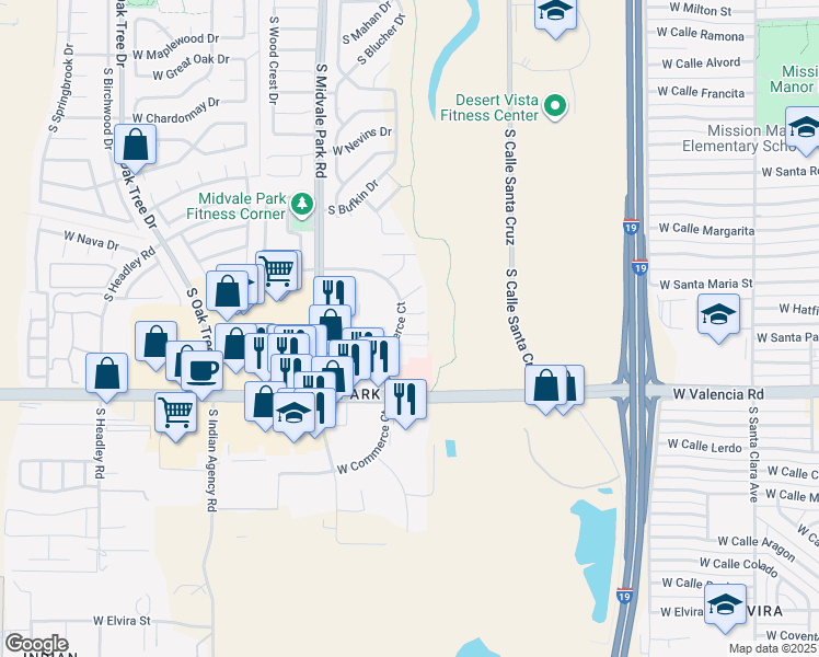 map of restaurants, bars, coffee shops, grocery stores, and more near 1444 West Bronte Place in Tucson