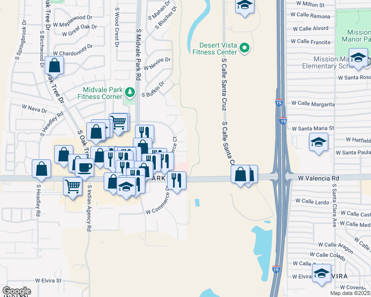 map of restaurants, bars, coffee shops, grocery stores, and more near 1444 West Bronte Place in Tucson