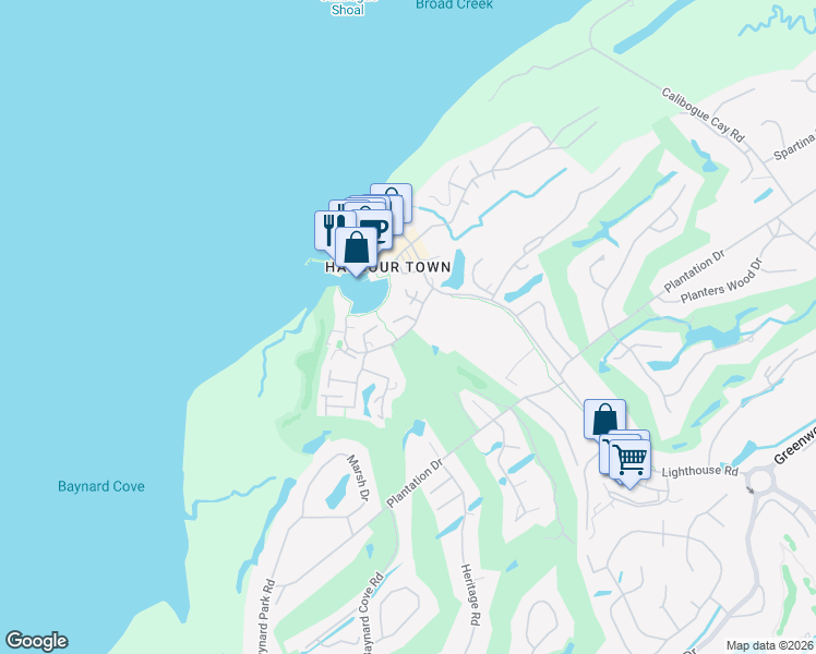 map of restaurants, bars, coffee shops, grocery stores, and more near 21-25 Lighthouse Lane in Hilton Head Island