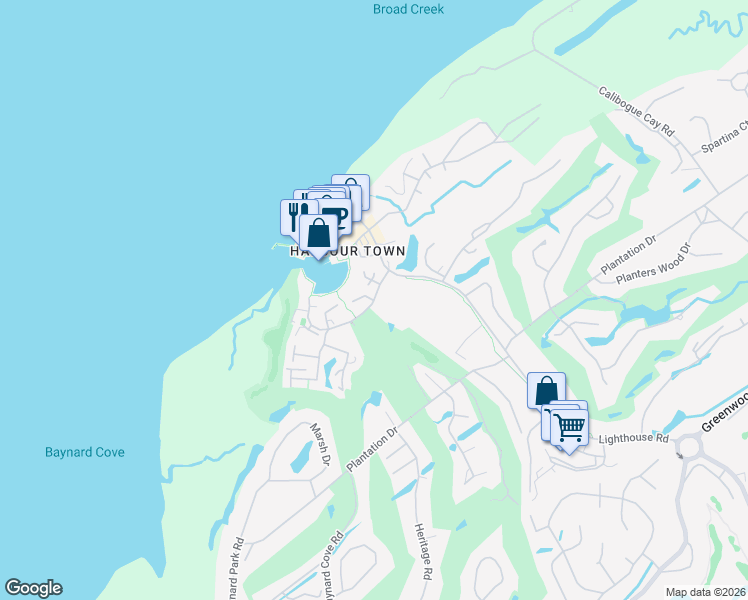 map of restaurants, bars, coffee shops, grocery stores, and more near 21 Lighthouse Lane in Hilton Head Island