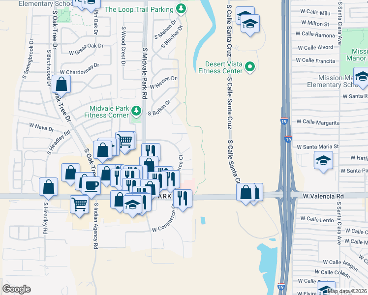 map of restaurants, bars, coffee shops, grocery stores, and more near 1432 West Cather Place in Tucson
