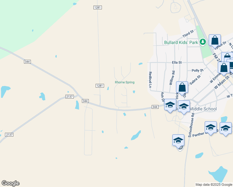 map of restaurants, bars, coffee shops, grocery stores, and more near 1013 Stagecoach Bend in Bullard