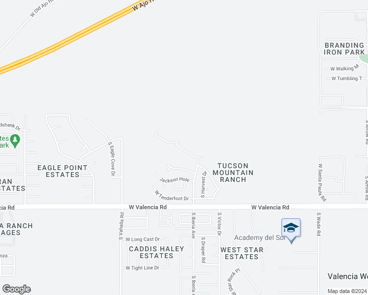 map of restaurants, bars, coffee shops, grocery stores, and more near 6265 South Iron Brand Drive in Tucson
