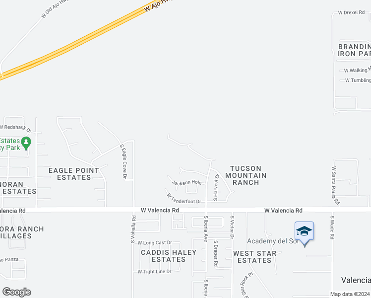 map of restaurants, bars, coffee shops, grocery stores, and more near 6242 South Iron Brand Drive in Tucson