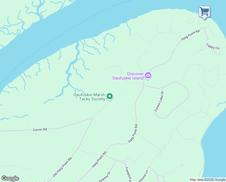 map of restaurants, bars, coffee shops, grocery stores, and more near 305 Old Haig Point Road in Daufuskie Island