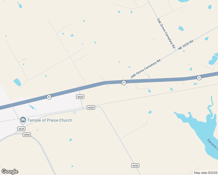 map of restaurants, bars, coffee shops, grocery stores, and more near 15410 Texas 31 in Kerens