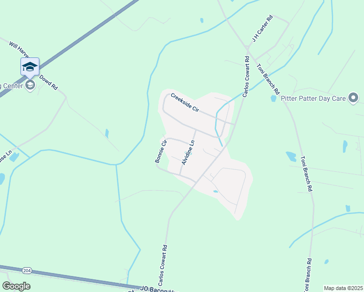 map of restaurants, bars, coffee shops, grocery stores, and more near 310 Bonnie Circle in Ellabell