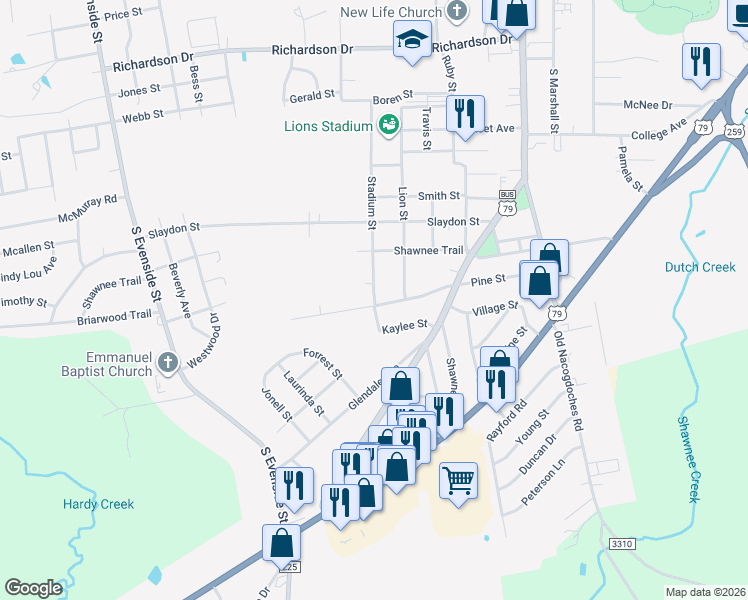 map of restaurants, bars, coffee shops, grocery stores, and more near 1400 Stadium Street in Henderson