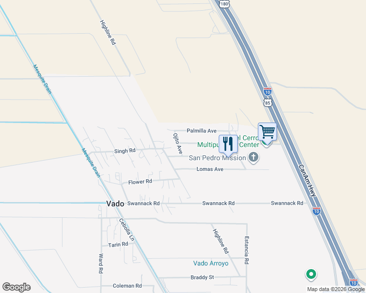 map of restaurants, bars, coffee shops, grocery stores, and more near 100-162 Cristo Ave in Mesquite