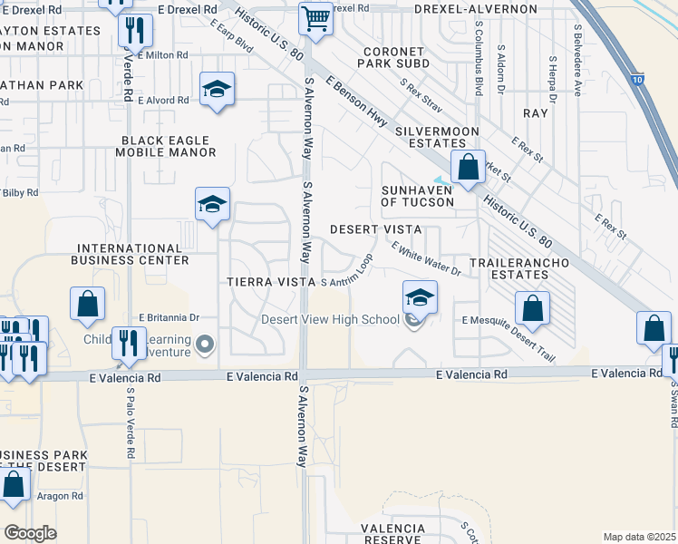 map of restaurants, bars, coffee shops, grocery stores, and more near 3963 East Nico Lane in Tucson