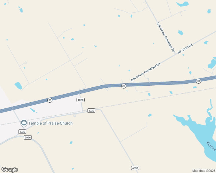 map of restaurants, bars, coffee shops, grocery stores, and more near 15410 State Highway 31 West in Kerens