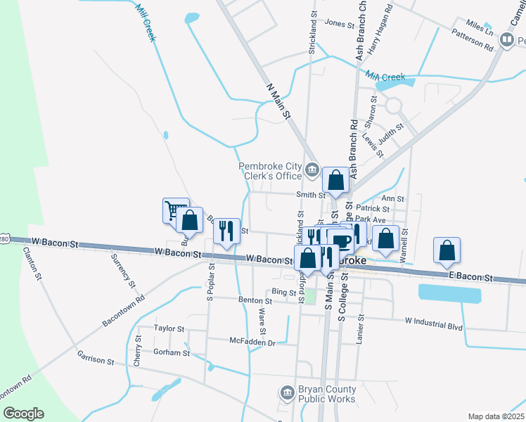 map of restaurants, bars, coffee shops, grocery stores, and more near 50 Front Run Place in Pembroke