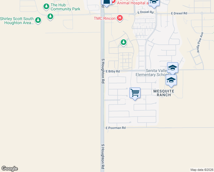 map of restaurants, bars, coffee shops, grocery stores, and more near 6202 South Wheaton Drive in Tucson