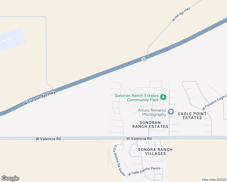 map of restaurants, bars, coffee shops, grocery stores, and more near 8589 West Reed Bunting Court in Tucson