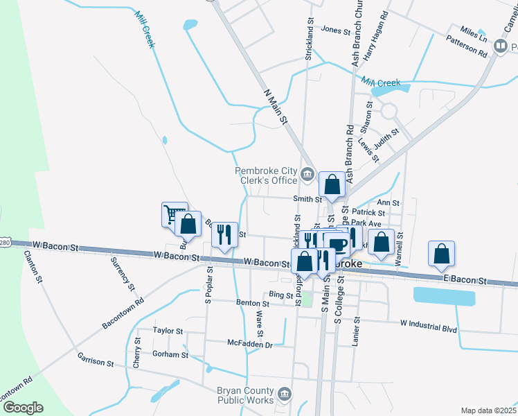 map of restaurants, bars, coffee shops, grocery stores, and more near 50 Front Run Place in Pembroke