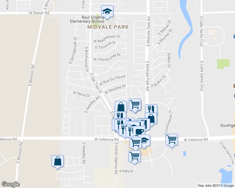 map of restaurants, bars, coffee shops, grocery stores, and more near 1735 West Summer Dawn Drive in Tucson