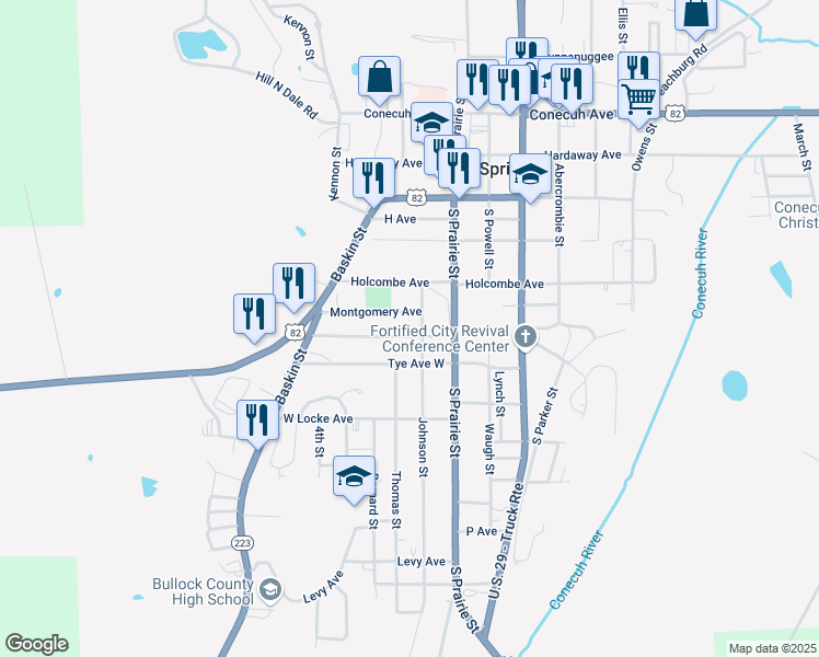 map of restaurants, bars, coffee shops, grocery stores, and more near 310-398 Johnson Street in Union Springs