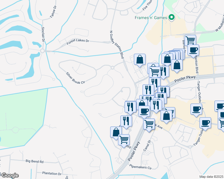 map of restaurants, bars, coffee shops, grocery stores, and more near 478 Copper Creek Circle in Pooler