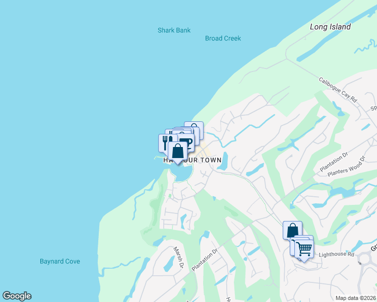 map of restaurants, bars, coffee shops, grocery stores, and more near 149 Lighthouse Road in Hilton Head Island