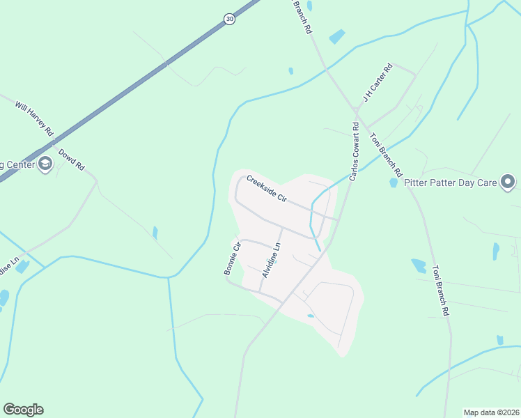 map of restaurants, bars, coffee shops, grocery stores, and more near 265 Creekside Circle in Ellabell