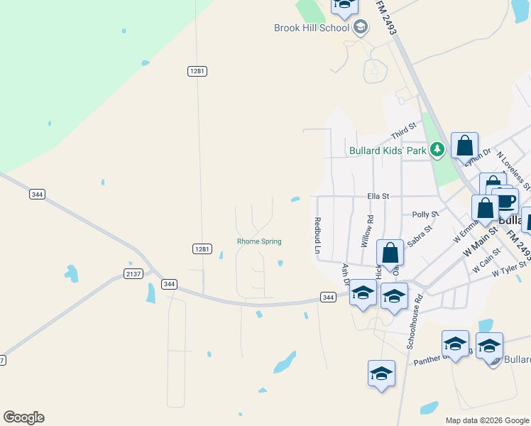 map of restaurants, bars, coffee shops, grocery stores, and more near 1227 Hitching Post Circle in Bullard