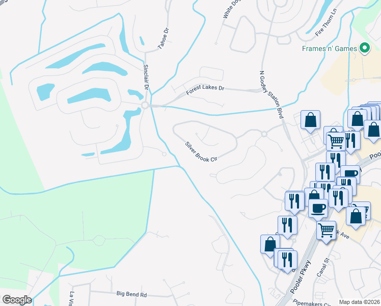 map of restaurants, bars, coffee shops, grocery stores, and more near 276 Silver Brook Circle in Pooler