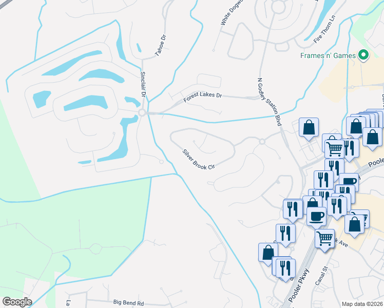 map of restaurants, bars, coffee shops, grocery stores, and more near 276 Silver Brook Circle in Pooler