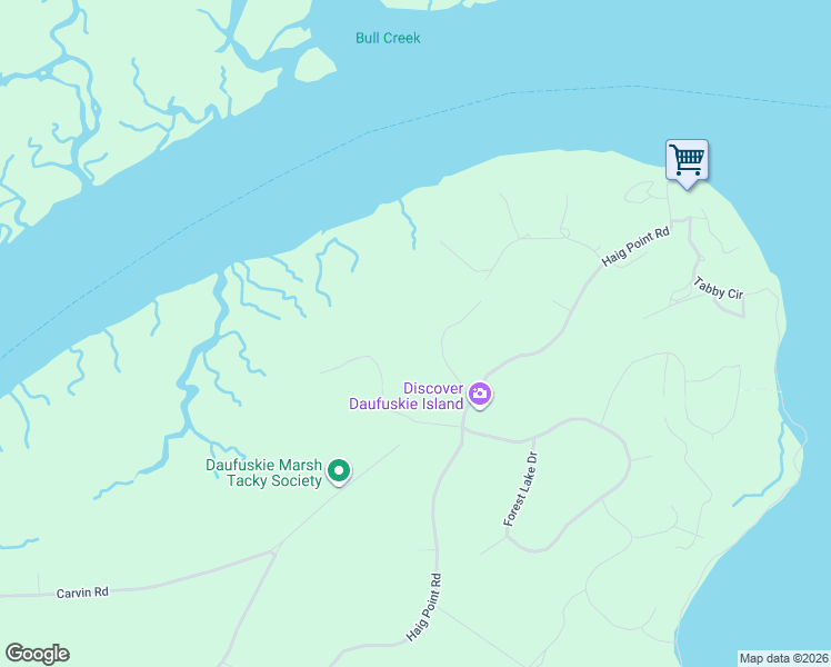 map of restaurants, bars, coffee shops, grocery stores, and more near 2 Fiddlers Court in Daufuskie Island