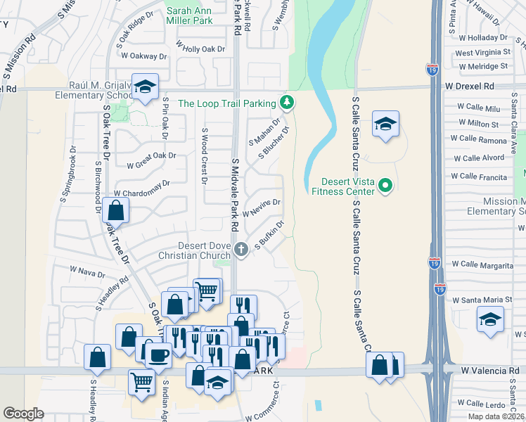 map of restaurants, bars, coffee shops, grocery stores, and more near 1490 West Highsmith Drive in Tucson
