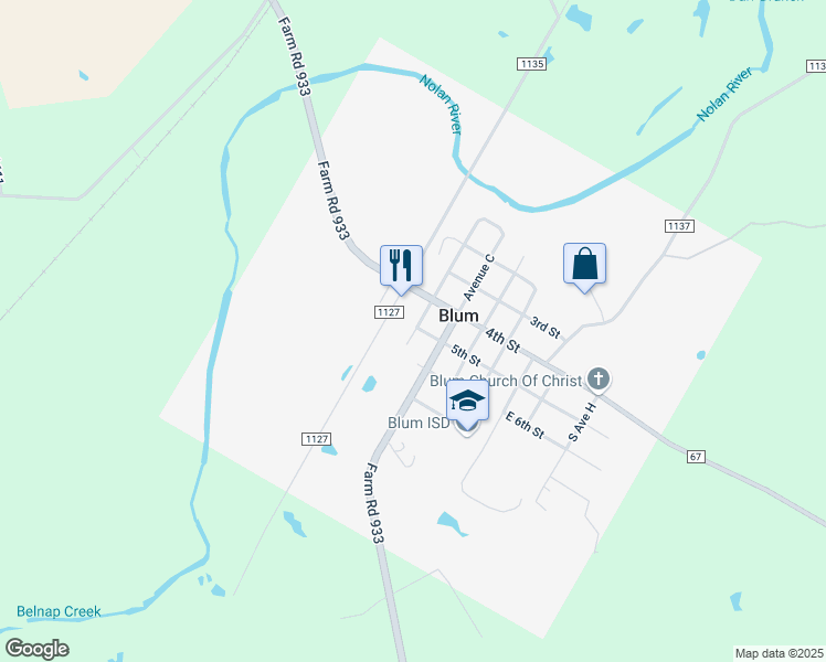 map of restaurants, bars, coffee shops, grocery stores, and more near 202 Avenue B in Blum