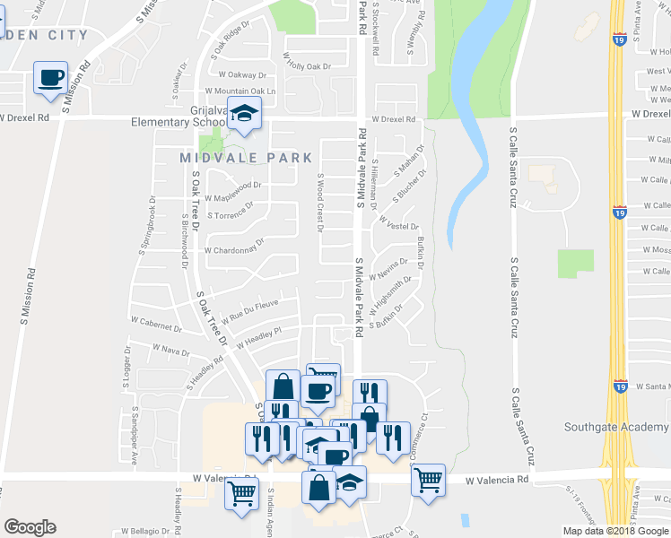 map of restaurants, bars, coffee shops, grocery stores, and more near 1631 W Sauvignon Dr in Tucson