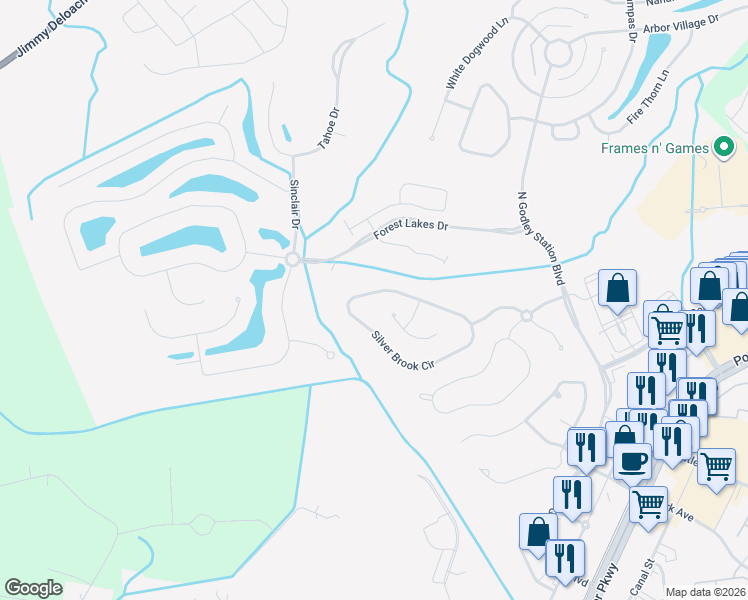 map of restaurants, bars, coffee shops, grocery stores, and more near 235 Silver Brook Circle in Pooler