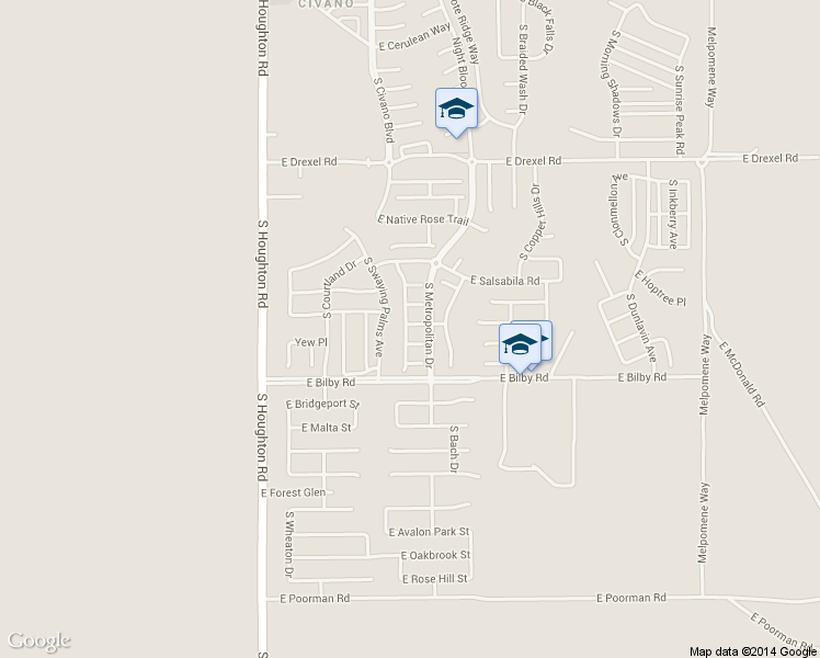 map of restaurants, bars, coffee shops, grocery stores, and more near 6036 South Meadow Breeze Drive in Tucson