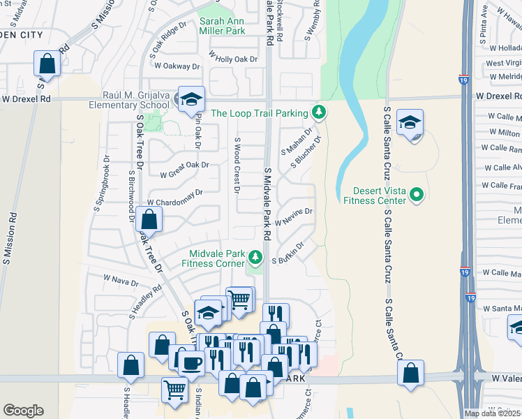map of restaurants, bars, coffee shops, grocery stores, and more near 1612 West Swisher Place in Tucson