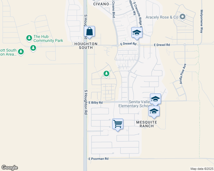 map of restaurants, bars, coffee shops, grocery stores, and more near 10458 East Capercaillie Street in Tucson