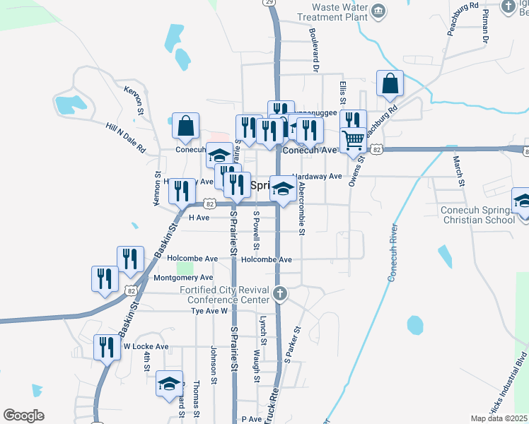 map of restaurants, bars, coffee shops, grocery stores, and more near 8 8 in Union Springs