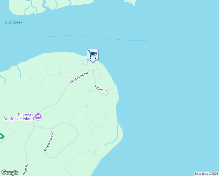 map of restaurants, bars, coffee shops, grocery stores, and more near 37 Tabby Circle in Daufuskie Island