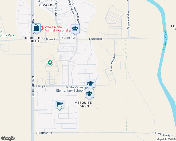 map of restaurants, bars, coffee shops, grocery stores, and more near 10755 East Orchid Cactus Lane in Tucson