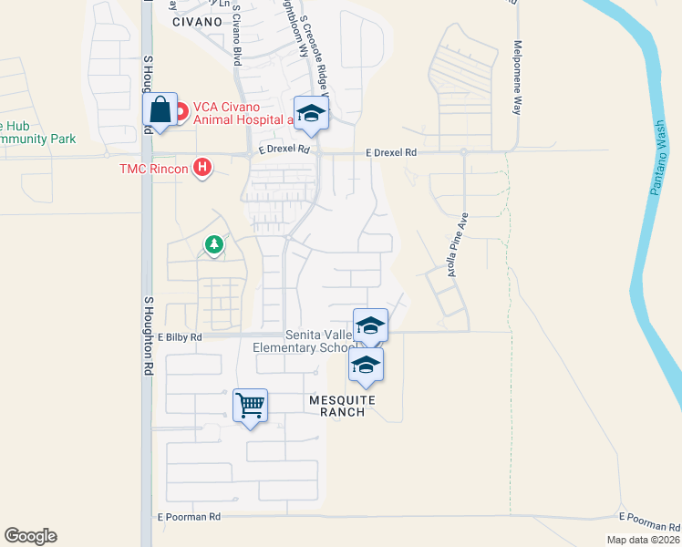 map of restaurants, bars, coffee shops, grocery stores, and more near 10755 East Orchid Cactus Lane in Tucson
