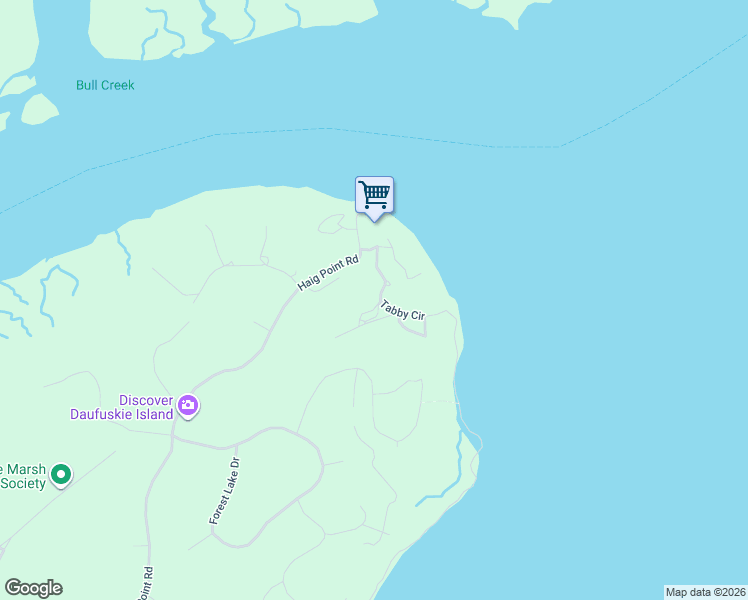 map of restaurants, bars, coffee shops, grocery stores, and more near 20 Tabby Circle in Daufuskie Island