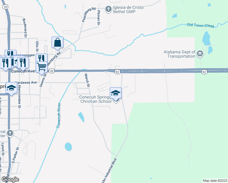 map of restaurants, bars, coffee shops, grocery stores, and more near in Union Springs